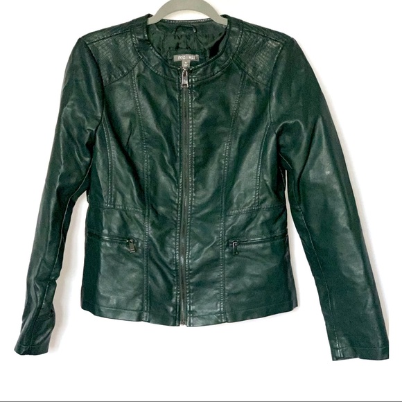 Roz & Ali Jackets & Blazers - Faux hunter green leather jacket NWOT
